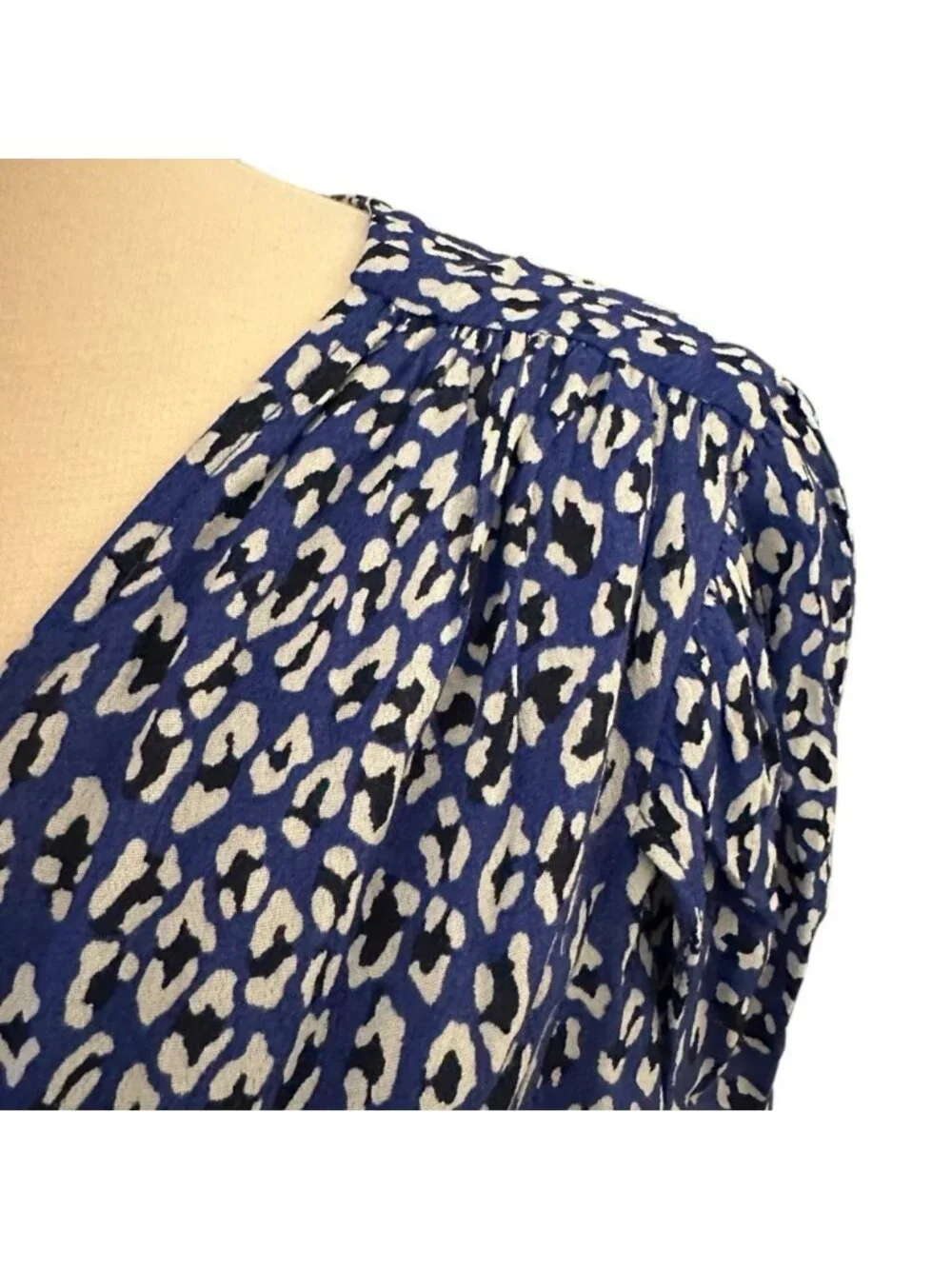 NWT Free People | Women's Blue White Animal Leopard Print Wrap Maxi Dress Size M